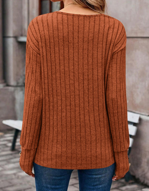 Load image into Gallery viewer, Decorative Button V-Neck Long Sleeve T-Shirt
