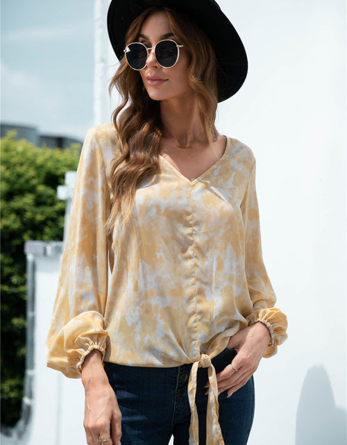 Load image into Gallery viewer, Tie-Dye Tied Balloon Sleeve Blouse
