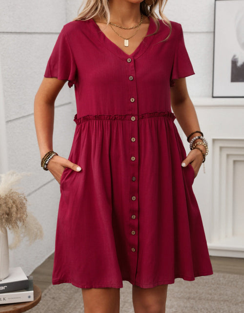 Load image into Gallery viewer, Button Front Flutter Sleeve Dress
