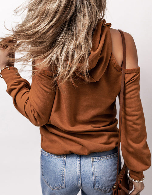 Load image into Gallery viewer, Cold Shoulder Long Sleeve Hoodie

