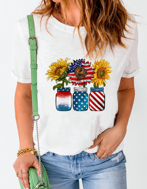 Load image into Gallery viewer, Graphic Round Neck Short Sleeve T-Shirt
