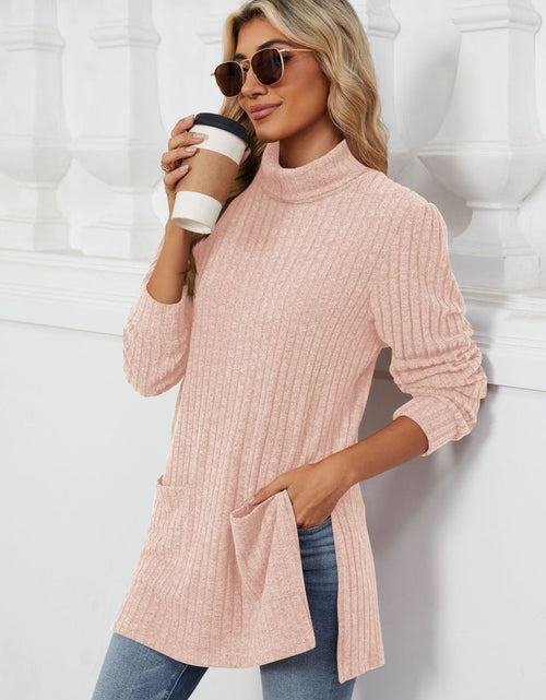 Load image into Gallery viewer, Slit Mock Neck Long Sleeve T-Shirt
