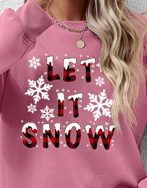 Load image into Gallery viewer, LET IT SNOW Round Neck Long Sleeve Sweatshirt
