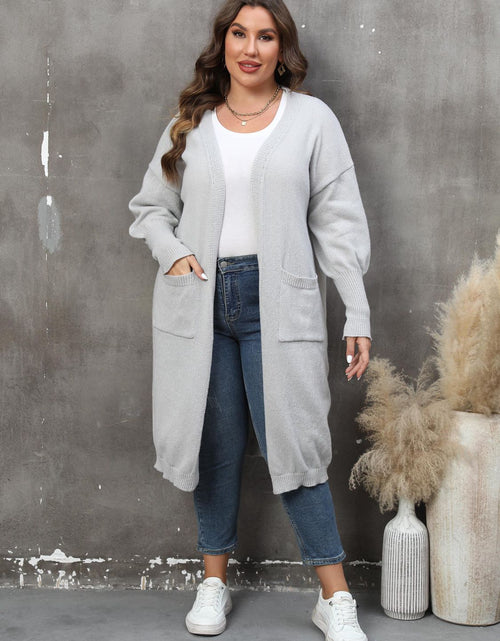 Load image into Gallery viewer, Plus Size Long Sleeve Pocketed Cardigan
