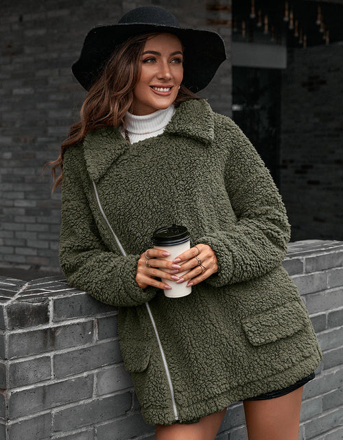Load image into Gallery viewer, Ivy Lane Zip-Up Collared Teddy Jacket
