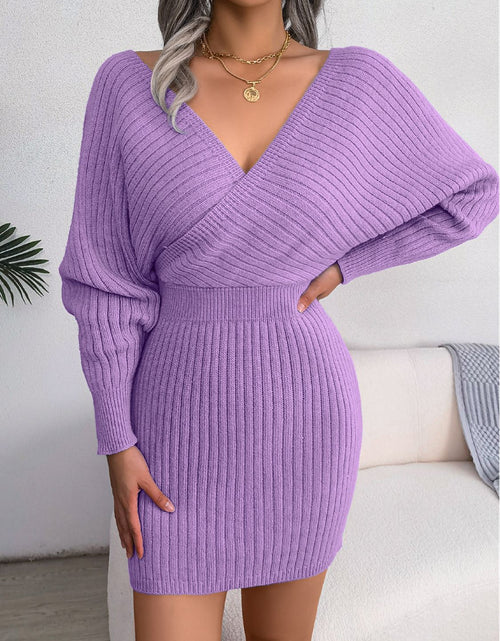 Load image into Gallery viewer, Rib-Knit Dolman Sleeve Sweater Dress
