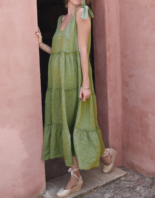 Load image into Gallery viewer, Perfee Tiered Frill V-Neck Sleeveless Dress
