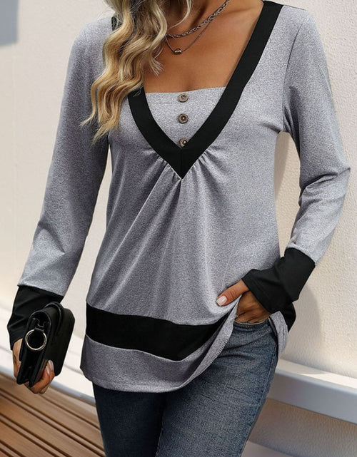 Load image into Gallery viewer, Perfee Contrast Long Sleeve T-Shirt

