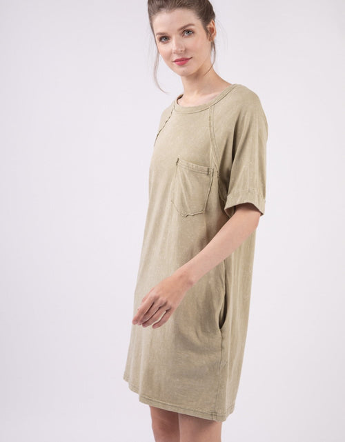 Load image into Gallery viewer, VERY J Washed Round Neck Mini Tee Dress
