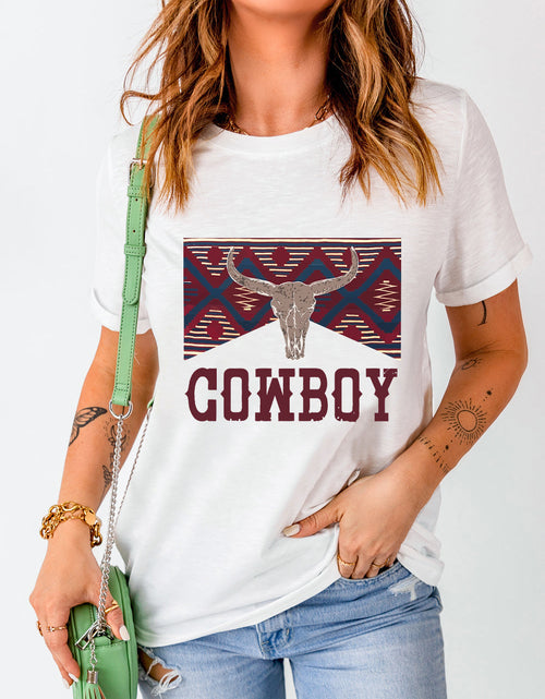 Load image into Gallery viewer, Graphic Round Neck Short Sleeve T-Shirt
