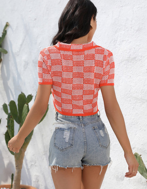 Load image into Gallery viewer, Angel Wings Plaid Button Up Short Sleeve Cardigan
