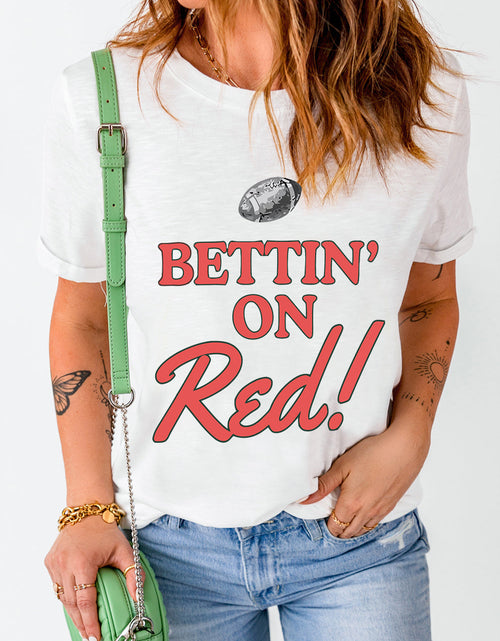 Load image into Gallery viewer, Letter Graphic Round Neck Short Sleeve T-Shirt
