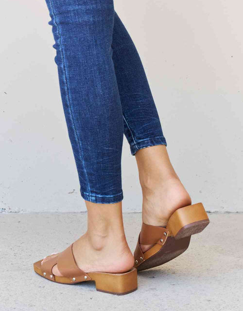 Load image into Gallery viewer, Weeboo Step Into Summer Criss Cross Wooden Clog Mule in Brown
