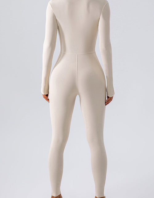 Load image into Gallery viewer, Half Zip Mock Neck Active Jumpsuit
