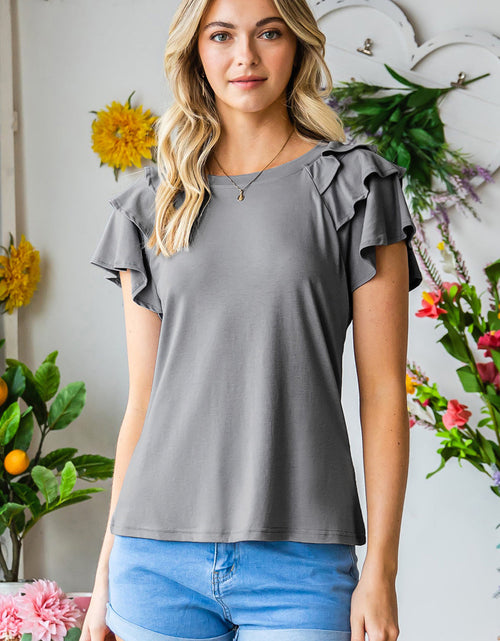 Load image into Gallery viewer, Layered Flutter Sleeve Round Neck Top
