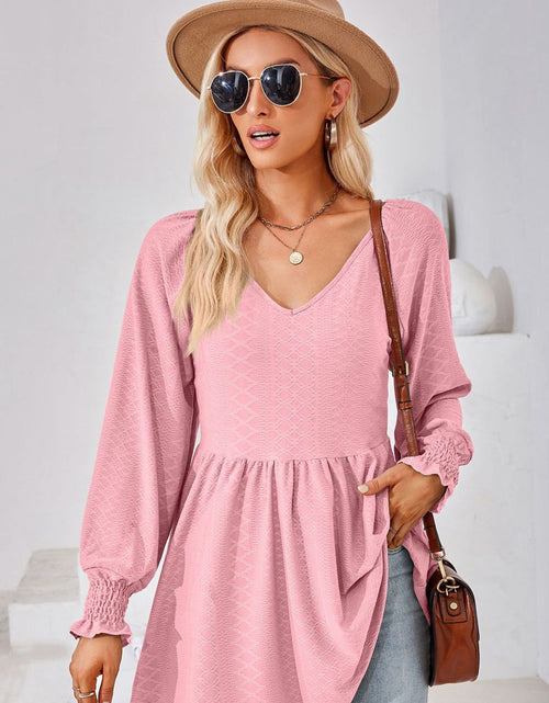 Load image into Gallery viewer, V-Neck Lantern Sleeve Blouse

