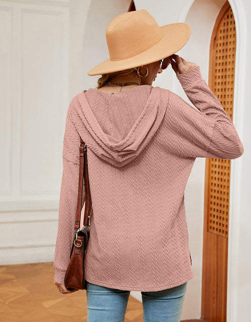 Load image into Gallery viewer, Half-Button Dropped Shoulder Hoodie
