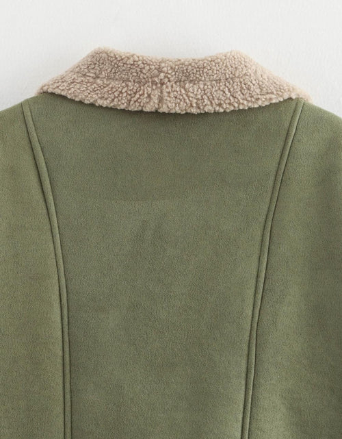 Load image into Gallery viewer, Fuzzy Collared Neck Long Sleeve Jacket
