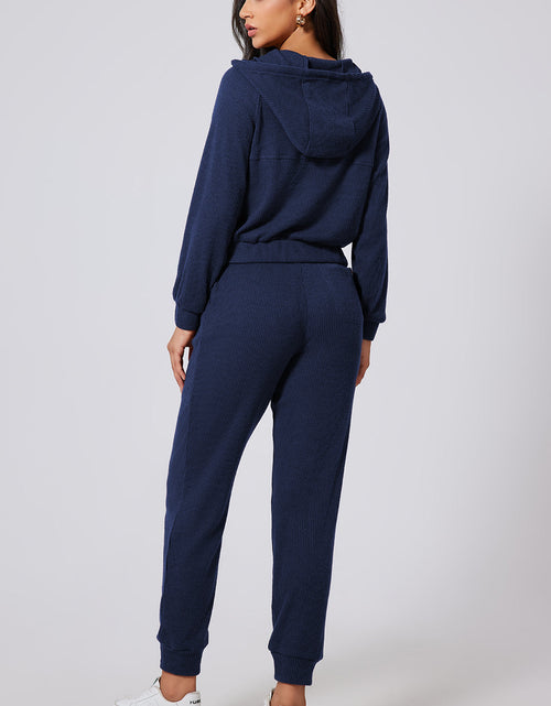 Load image into Gallery viewer, Drawstring Half Zip Hoodie and Joggers Active Set
