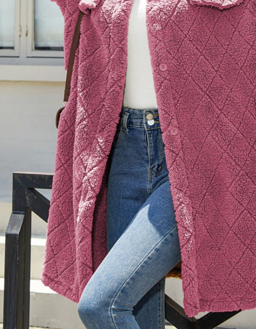 Load image into Gallery viewer, Texture Button Up Dropped Shoulder Coat
