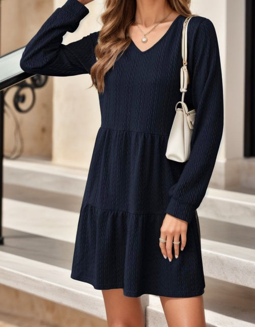 Load image into Gallery viewer, V-Neck Long Sleeve Mini Dress
