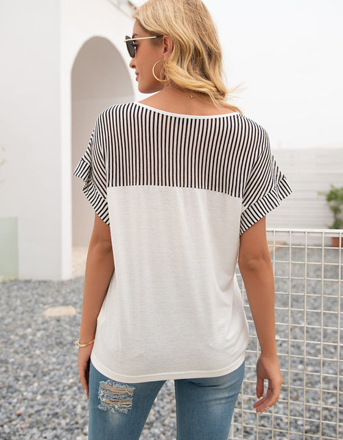 Load image into Gallery viewer, Ivy Lane Striped V-Neck Short Sleeve T-Shirt
