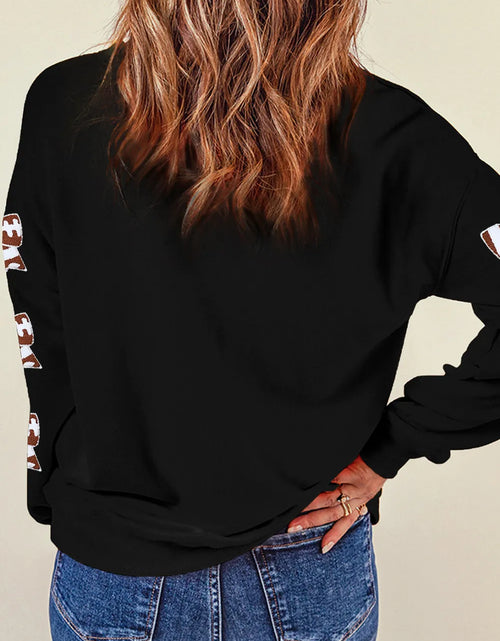 Load image into Gallery viewer, Letter Graphic Bow Long Sleeve Sweatshirt
