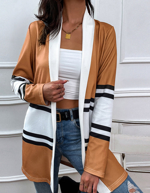 Load image into Gallery viewer, Shiny Color Block Open Front Cardigan
