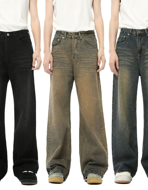 Load image into Gallery viewer, Washed Cat Whisker Straight Leg Jeans

