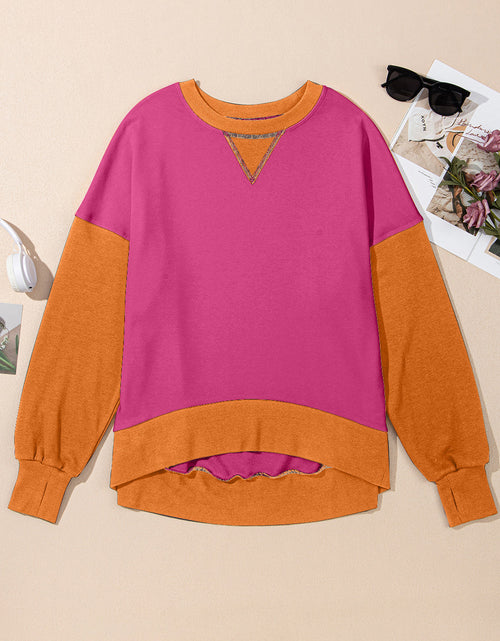 Load image into Gallery viewer, Contrast Round Neck Long Sleeve Sweatshirt
