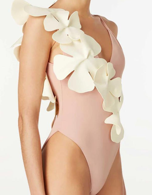 Load image into Gallery viewer, Contrast Flower Spaghetti Strap One-Piece Swimwear
