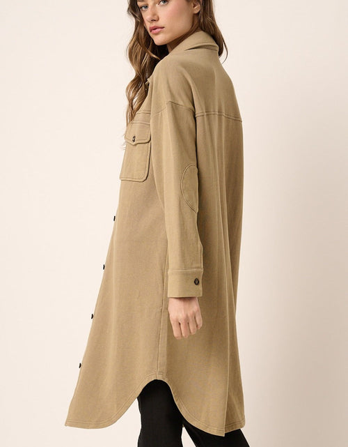 Load image into Gallery viewer, Mittoshop Acid Wash French Terry Longline Shacket
