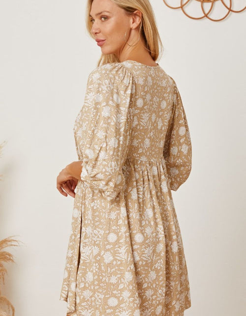 Load image into Gallery viewer, Floral Tie Neck Ruched Babydoll Dress
