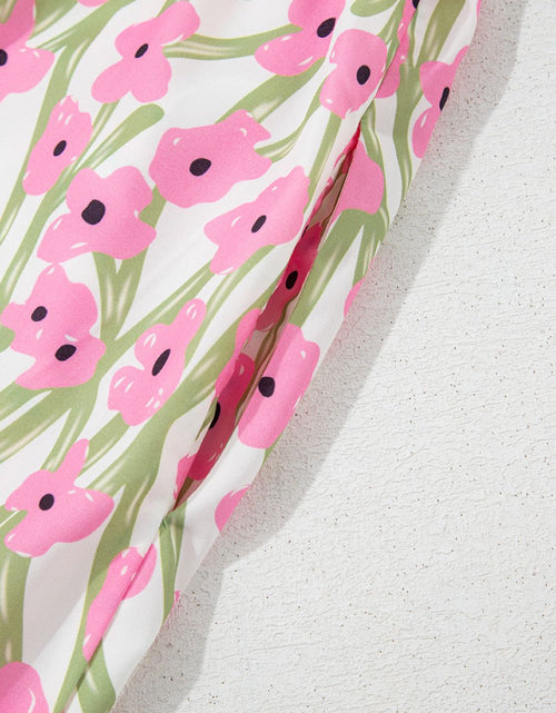 Load image into Gallery viewer, Floral Print Square Neck Ruffled Cap Sleeve Maxi Dress
