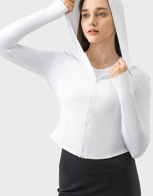 Load image into Gallery viewer, Millennia Pocketed Zip Up Hooded Long Sleeve Active Outerwear
