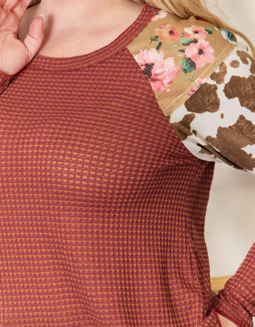 Load image into Gallery viewer, Hailey &amp; Co Full Size Leopard Waffle-Knit Blouse
