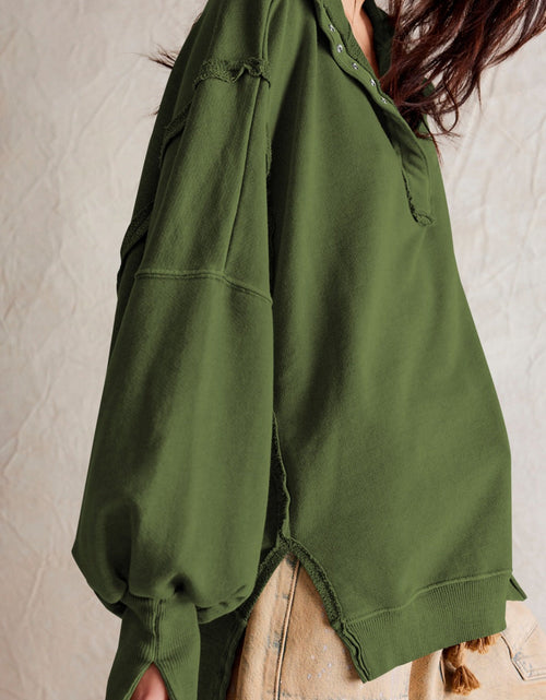 Load image into Gallery viewer, Exposed Seam Side Slit Long Sleeve Sweatshirt
