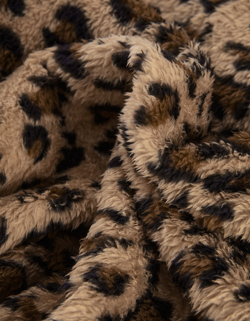Load image into Gallery viewer, Fuzzy Leopard Long Sleeve Hooded Jacket
