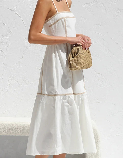 Load image into Gallery viewer, Contrast Trim Square Neck Midi Cami Dress

