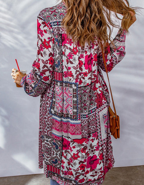 Load image into Gallery viewer, Printed Button Up Long Sleeve Cardigan
