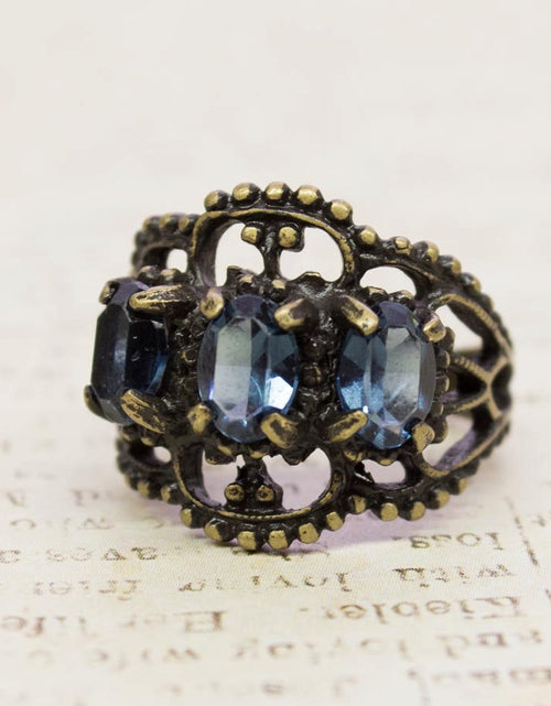 Load image into Gallery viewer, Vintage Ring Austrian Crystal Cocktail Ring Antique 18k Gold Womans Jewelry by PVD Vintage Jewelry
