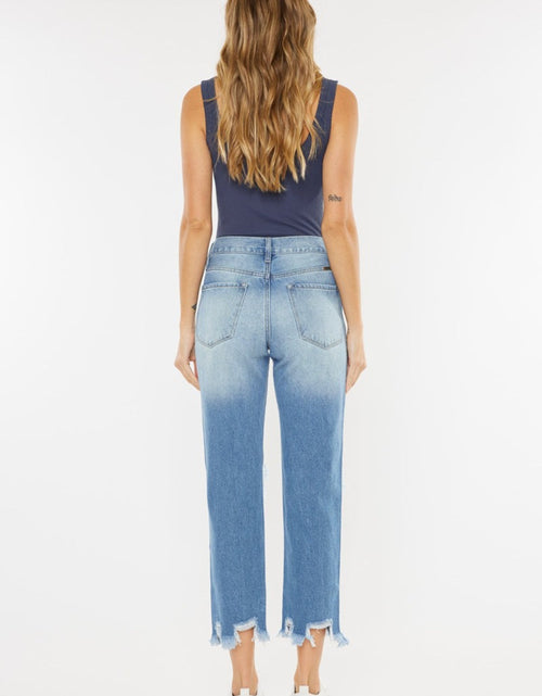 Load image into Gallery viewer, Kancan High Waist Chewed Up Straight Mom Jeans

