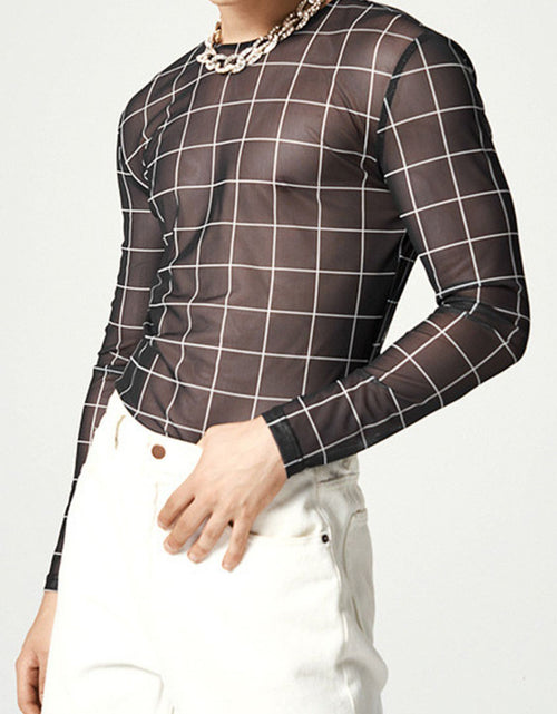 Load image into Gallery viewer, Men's Full Size Plaid Round Neck Long Sleeve Top Plus Size
