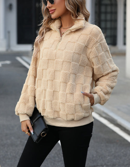 Load image into Gallery viewer, Fuzzy Quarter Zip Long Sleeve Sweatshirt
