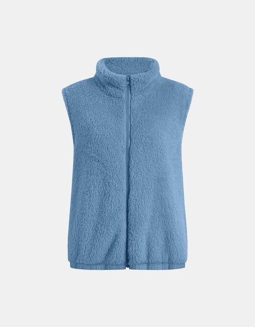 Load image into Gallery viewer, Full Size Fuzzy Zip Up Vest Coat with Pockets
