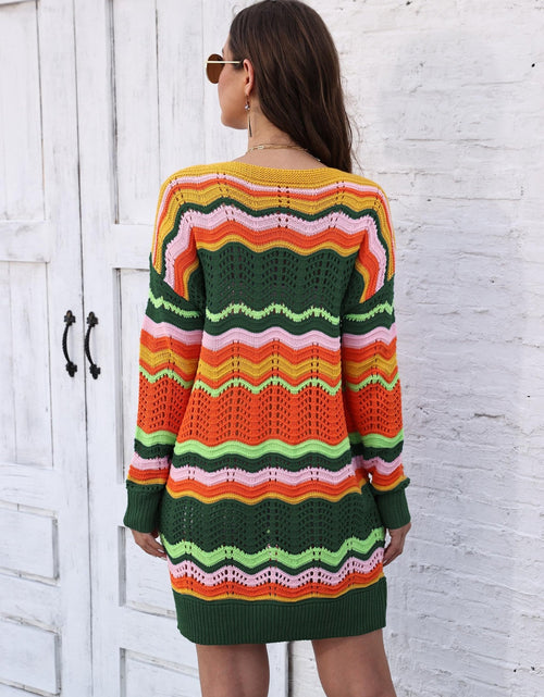 Load image into Gallery viewer, Openwork Round Neck Sweater Dress
