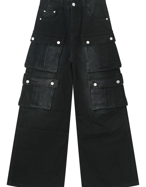 Load image into Gallery viewer, Multi-Pocket Cargo Wide-Leg Jeans
