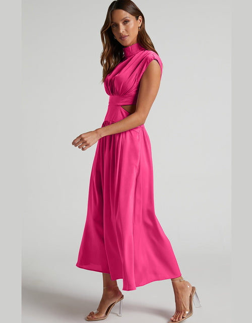 Load image into Gallery viewer, Cutout Mock Neck Sleeveless Ruched Dress
