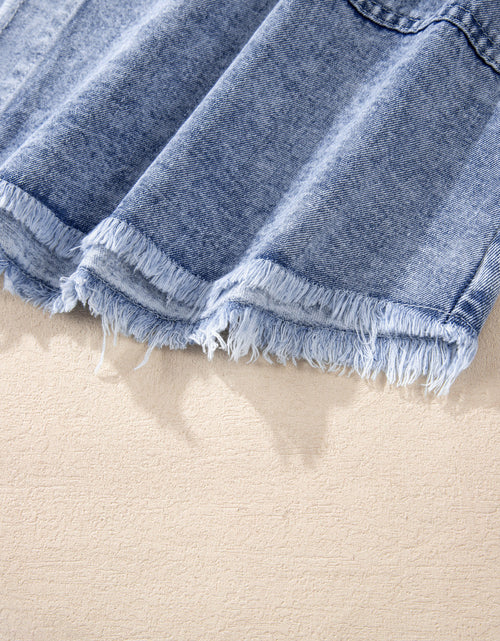 Load image into Gallery viewer, Raw Hem Button Down Long Sleeve Denim Dress
