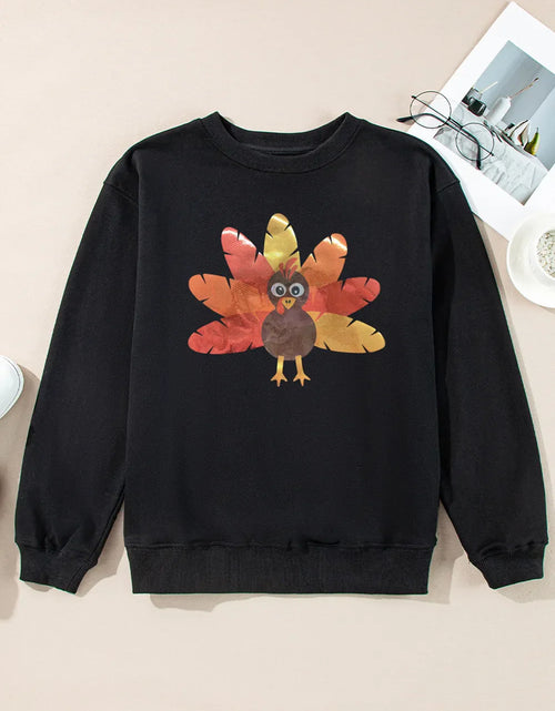 Load image into Gallery viewer, Graphic Round Neck Long Sleeve Sweatshirt
